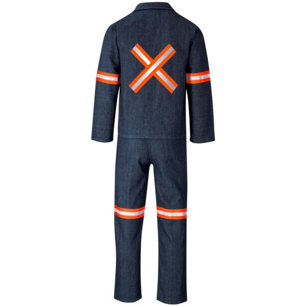 Vintage 100% Cotton Denim Conti Suit - Reflective ArmsLegs & Back - Orange Tape