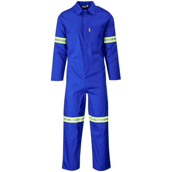 Safety Polycotton Boiler Suit - Reflective Arms Legs & Back - Yellow Tape