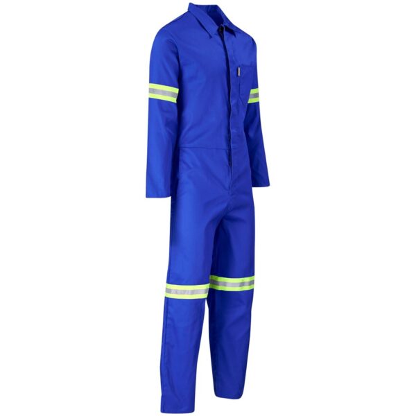 Safety Polycotton Boiler Suit - Reflective Arms Legs & Back - Yellow Tape