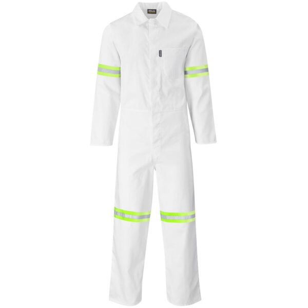 Safety Polycotton Boiler Suit - Reflective Arms Legs & Back - Yellow Tape