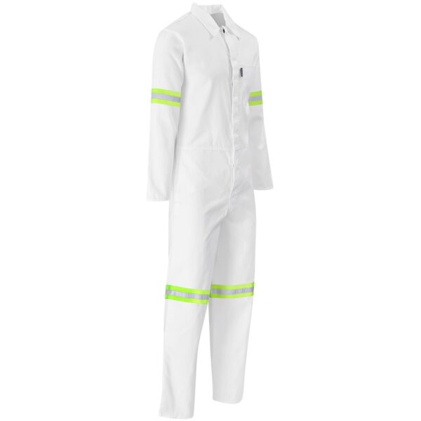 Safety Polycotton Boiler Suit - Reflective Arms Legs & Back - Yellow Tape