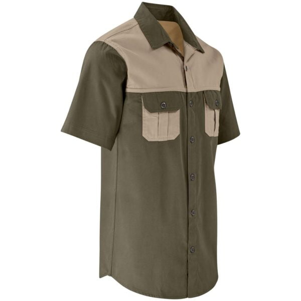 Mens Short Sleeve Serengeti 2-Tone Bush Shirt