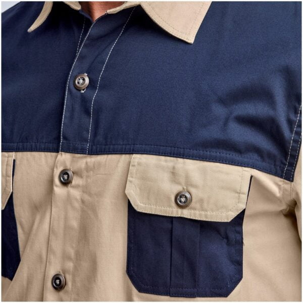 Mens Short Sleeve Serengeti 2-Tone Bush Shirt