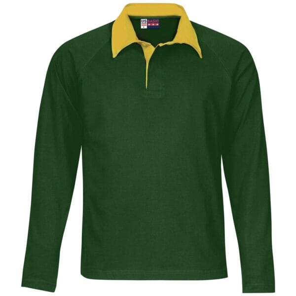 Mens Long Sleeve Brisbane Golf Shirt - Green Gold