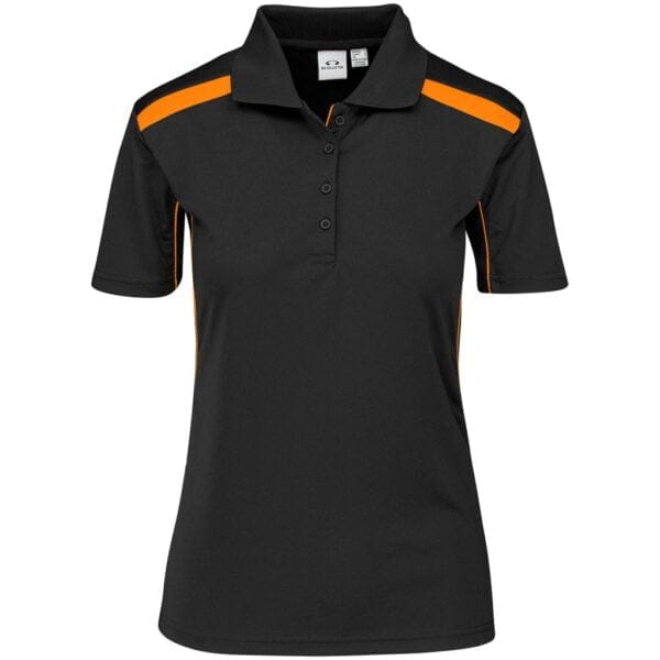 Ladies United Golf Shirt - Black Orange