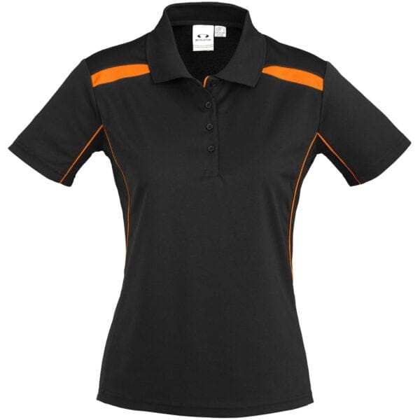 Ladies United Golf Shirt - Black Orange